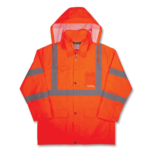 Ergodyne Glowear 8366 Class 3 Lightweight Hi-vis Rain Jacket Polyester X-large Orange