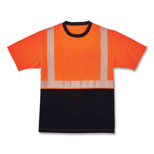 Ergodyne Glowear 8280bk Class 2 Performance T-shirt With Black Bottom Polyester 3x-large Orange