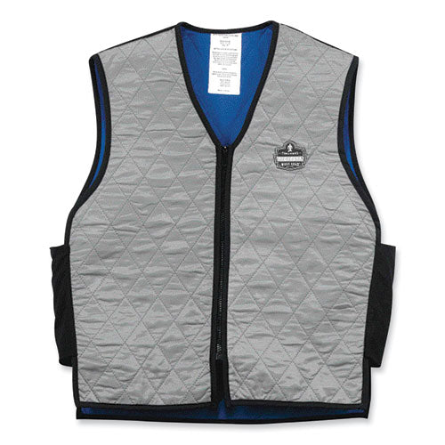 Ergodyne Chill-its 6665 Embedded Polymer Cooling Vest With Zipper Nylon/polymer Large Gray