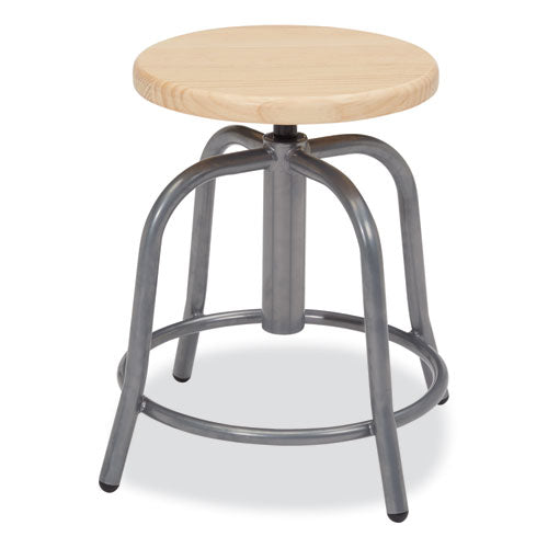 NPS 6800 Series Height Adj Wood Seat Swivel Stool Supports 300 Lb 19"-25" Seat Ht Maple Seat Gray Base Ships In 1-3 Bus Days