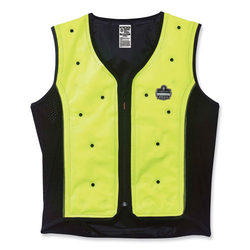 Ergodyne Chill-its 6685 Premium Dry Evaporative Cooling Vest With Zipper Nylon Medium Lime