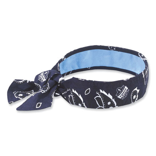 Ergodyne Chill-its 6700ct Cooling Bandana Pva Tie Headband One Size Fits Most Navy Western