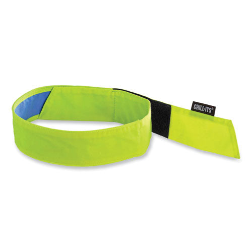 Ergodyne Chill-its 6705ct Cooling Pva Hook And Loop Bandana Headband One Size Fits Most Lime