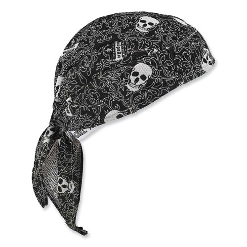 Ergodyne Chill-its 6615 High-performance Bandana Doo Rag With Terry Cloth Sweatband One Size Skulls