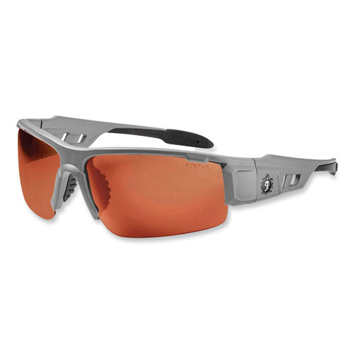 Ergodyne Skullerz Dagr Safety Glasses Matte Gray Nylon Impact Frame Polarized Copper Polycarbonate Lens