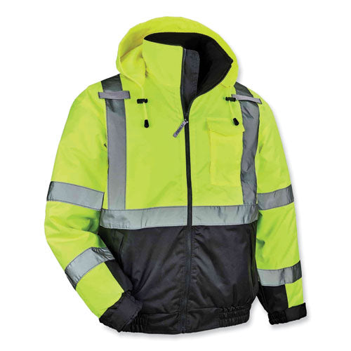 Ergodyne Glowear 8377 Class 3 Hi-vis Quilted Bomber Jacket Lime Large