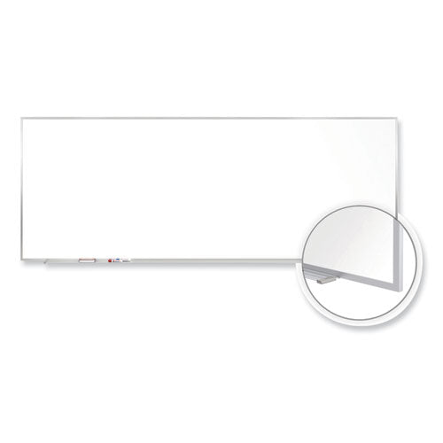 Ghent Magnetic Porcelain Whiteboard With Satin Aluminum Frame 144.5x48.5 White Surface