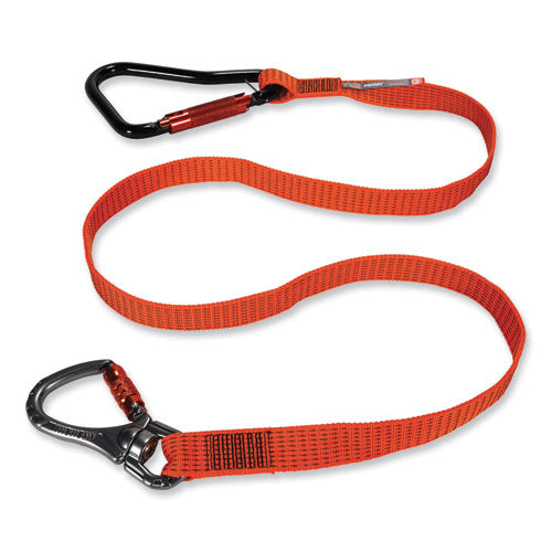 Ergodyne Squids 3149 Tool Lanyard With Xl + Swivel Carabiners 80 Lb Max Work Capacity 76" Orange/black