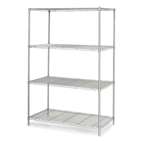 Safco Industrial Wire Shelving Four-shelf 48wx24dx72h Metallic Gray