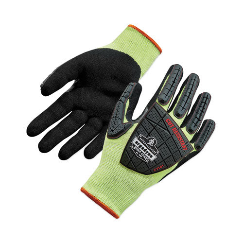 Ergodyne Proflex 7141 Ansi A4 Dir Nitrile-coated Cr Gloves Lime Small 72 Pairs/pack