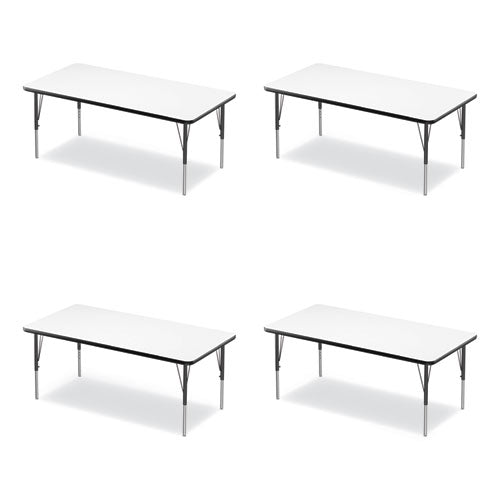 Correll Markerboard Activity Tables Rectangular 60"x30"x19" To 29" White Top Black Legs 4/pallet