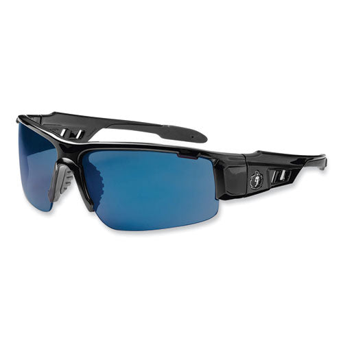 Ergodyne Skullerz Dagr Safety Glasses Black Nylon Impact Frame Blue Mirror Polycarbonate Lens