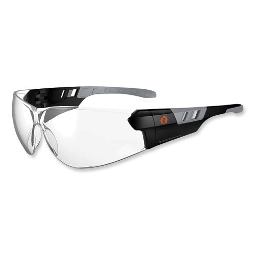 Ergodyne Skullerz Saga Frameless Safety Glasses Black Nylon Impact Frame Anti-fog Clear Polycarb Lens