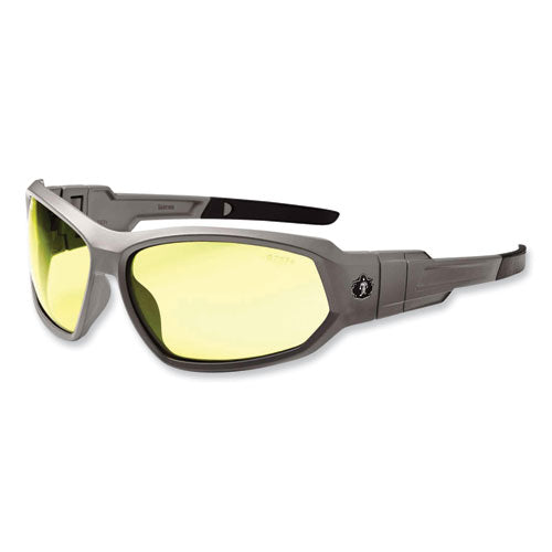 Ergodyne Skullerz Loki Safety Glasses/goggles Matte Gray Nylon Impact Frame Yellow Polycarbonate Lens