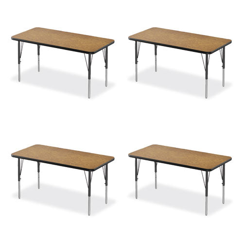 Correll Adjustable Activity Table Rectangular 48"x24"x19" To 29" Med Oak Top Black Legs 4/pallet