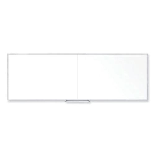 Ghent Non-magnetic Whiteboard With Aluminum Frame 144.63x48.47 White Surface Satin Aluminum Frame