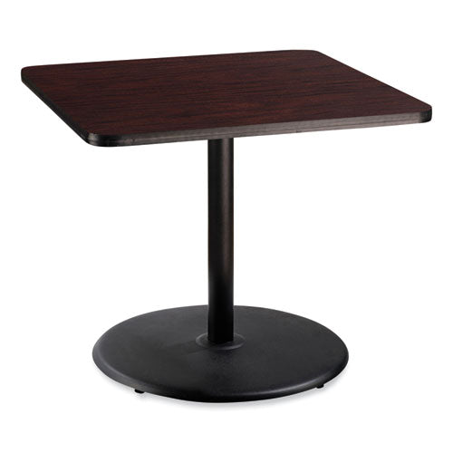 NPS Cafe Table 36wx36dx30h Square Top/round Base Mahogany Top Black Base