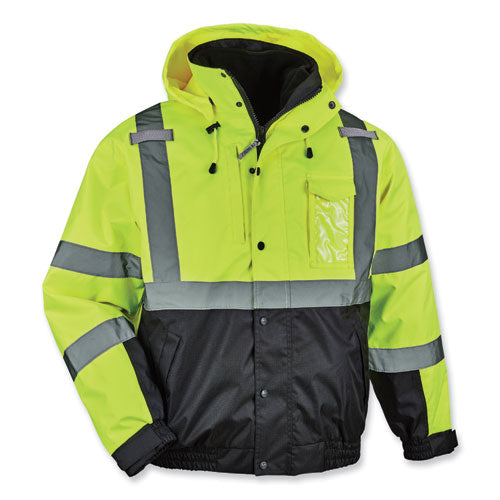 Ergodyne Glowear 8381 Class 3 Hi-vis 4-in-1 Quilted Bomber Jacket Lime Medium