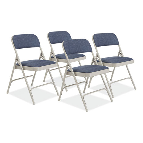 NPS 2200 Series Fabric Dual-hinge Premium Folding Chair Supports 500 Lb Blue Seat/back Gray Base 4/ct Ships In 1-3 Bus Days