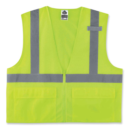 Ergodyne Glowear 8220z Class 2 Standard Mesh Zipper Vest Polyester Small/medium Lime