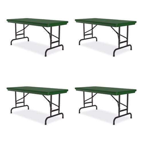 Correll Adjustable Folding Table Rectangular 48"x24"x22" To 32" Green Top Black Legs 4/pallet
