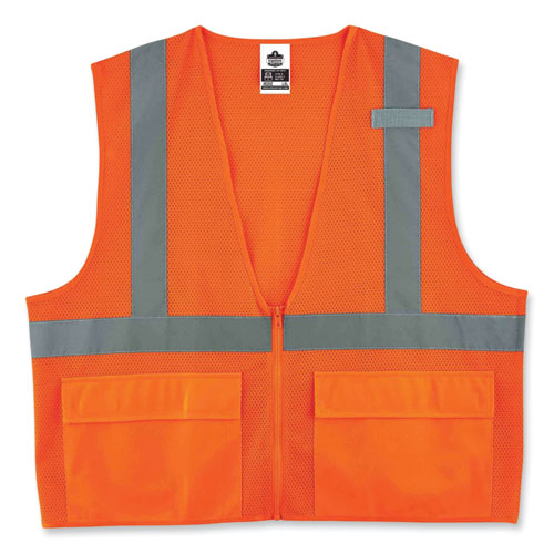 Ergodyne Glowear 8220z Class 2 Standard Mesh Zipper Vest Polyester Small/medium Orange