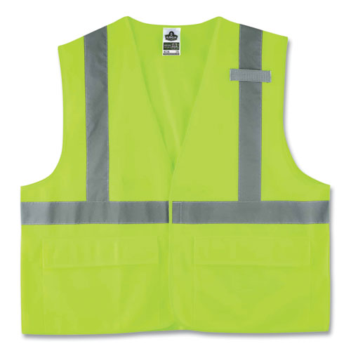 Ergodyne Glowear 8225hl Class 2 Standard Solid Hook And Loop Vest Polyester Lime Small/medium