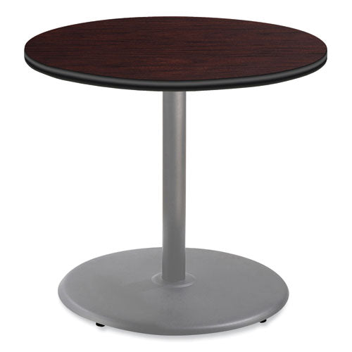 NPS Cafe Table 36" Diameterx30h Round Top/base Mahogany Top Gray Base