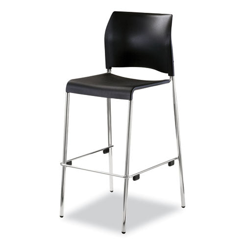 NPS Cafetorium Bar Height Stool Supports Up To 500lb 31" Seat Height Black Seat Black Back Chrome Baseships In 1-3 Bus Days