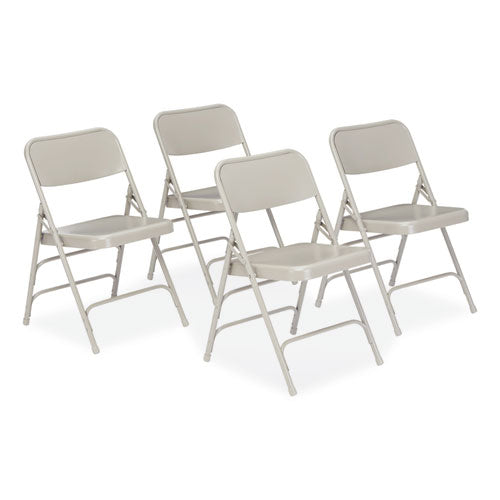 NPS 300 Series Deluxe All-steel Triple Brace Folding Chair Supports 480 Lb 17.25" Seat Height Gray 4/ctships In 1-3 Bus Days