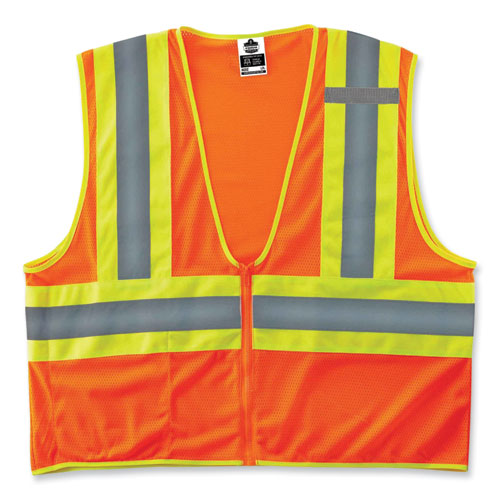 Ergodyne Glowear 8229z Class 2 Economy Two-tone Zipper Vest Polyester X-small Orange