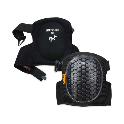 Ergodyne Proflex 367 Lightweight Gel Knee Pads Round Cap Hook And Loop Closure One Size Black Pair