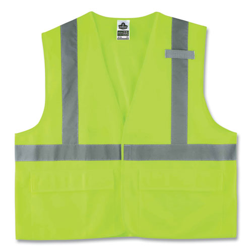 Ergodyne Glowear 8225hl Class 2 Standard Solid Hook And Loop Vest Polyester Lime 2x-large/3x-large