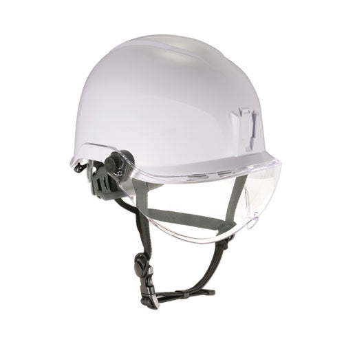 Ergodyne Skullerz 8974v Class E Safety Helmet W/8991 Visor Kit Clear Lens 6-pt Ratchet Suspension White