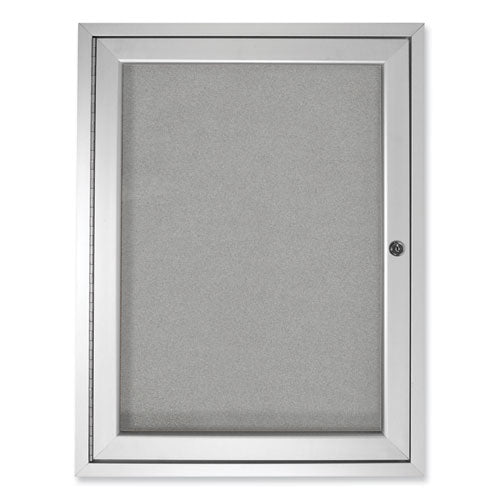 Ghent 1 Door Enclosed Vinyl Bulletin Board With Satin Aluminum Frame 24x36 Silver Surface