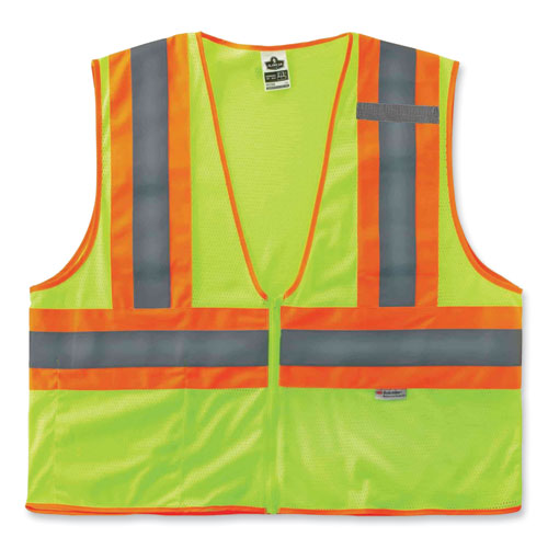 Ergodyne Glowear 8230z Class 2 Two-tone Mesh Zipper Vest Polyester Small/medium Lime