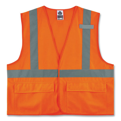 Ergodyne Glowear 8225hl Class 2 Standard Solid Hook And Loop Vest Polyester Orange Small/medium