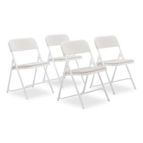 NPS 800 Series Plastic Folding Chair Supports 500 Lb 18" Seat Ht Bright White Seat White Base 4/ct Ships In 1-3 Bus Days