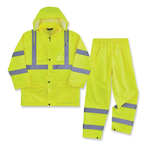 Ergodyne Glowear 8376k Lightweight Hv Rain Suit Medium Lime