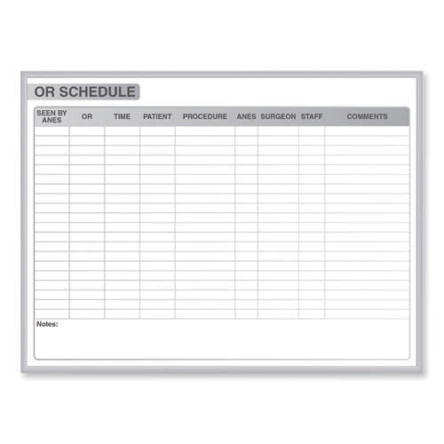 Ghent Or Schedule Magnetic Whiteboard 96.5x48.5 White/gray Surface Satin Aluminum Frame