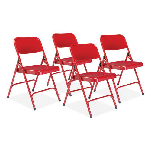 NPS 200 Series Premium All-steel Double Hinge Folding Chair Supports 500 Lb 17.25" Seat Height Red 4/ctships In 1-3 Bus Days