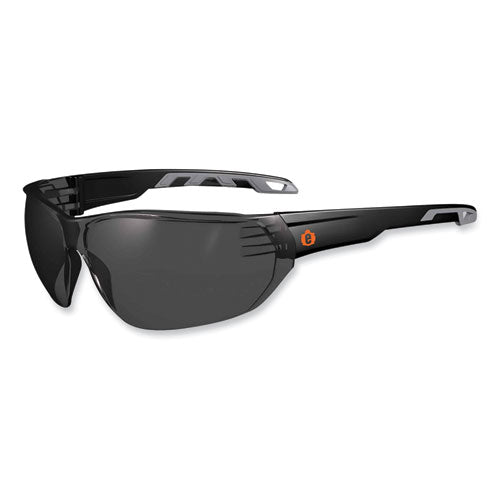 Ergodyne Skullerz Vali Frameless Safety Glasses Matte Black Nylon Impact Frame Smoke Polycarbonate Lens