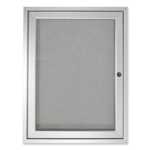 Ghent 1 Door Enclosed Vinyl Bulletin Board With Satin Aluminum Frame 18x24 Silver Surface