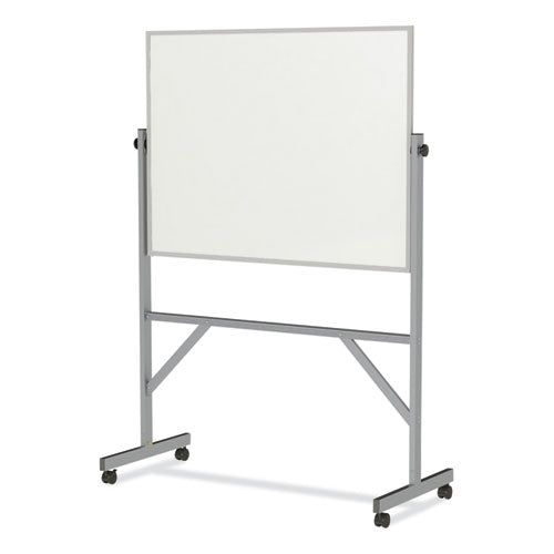 Ghent Reversible Magnetic Porcelain Whiteboard Satin Aluminum Frame 53.25x72.25 White Surface