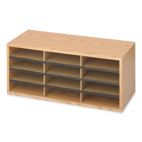Safco Wood/corrugated Literature Organizer 12 Compartments 29x12x12 Medium Oak