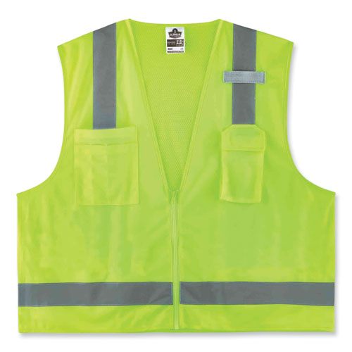 Ergodyne Glowear 8249z Class 2 Economy Surveyors Zipper Vest Polyester 2x-large/3x-large Lime