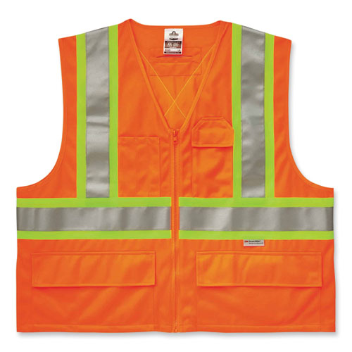 Ergodyne Glowear 8235zx Class 2 Two-tone X-back Vest Polyester 2x-large/3x-large Orange