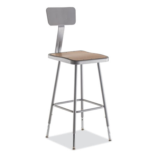 NPS 6300 Series Height Adj Hd Square Seat Stool W/back Supports 500 Lb 23.75"-31.75" Seat Ht Brown/gray Ships In 1-3 Bus Days