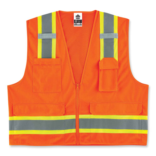 Ergodyne Glowear 8248z Class 2 Two-tone Surveyors Zipper Vest Polyester Small/medium Orange