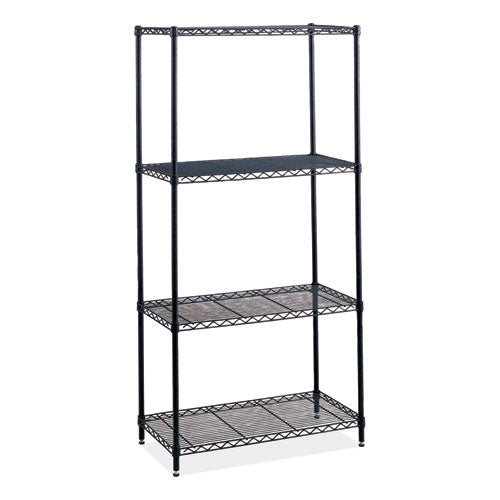 Safco Industrial Wire Shelving Four-shelf 36wx24dx72h Black